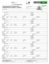 Form 06-134 Texas Schedule of Motor Fuel Transporter Deliveries - Exports - Texas