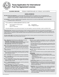 Form AP-178 Texas Application for International Fuel Tax Agreement (Ifta) License - Texas