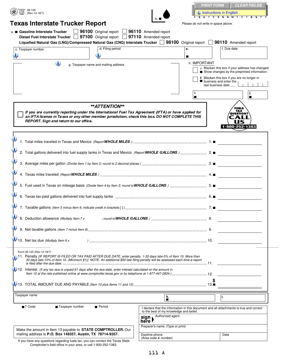 Form 06-125 - Fill Out, Sign Online and Download Fillable PDF, Texas ...