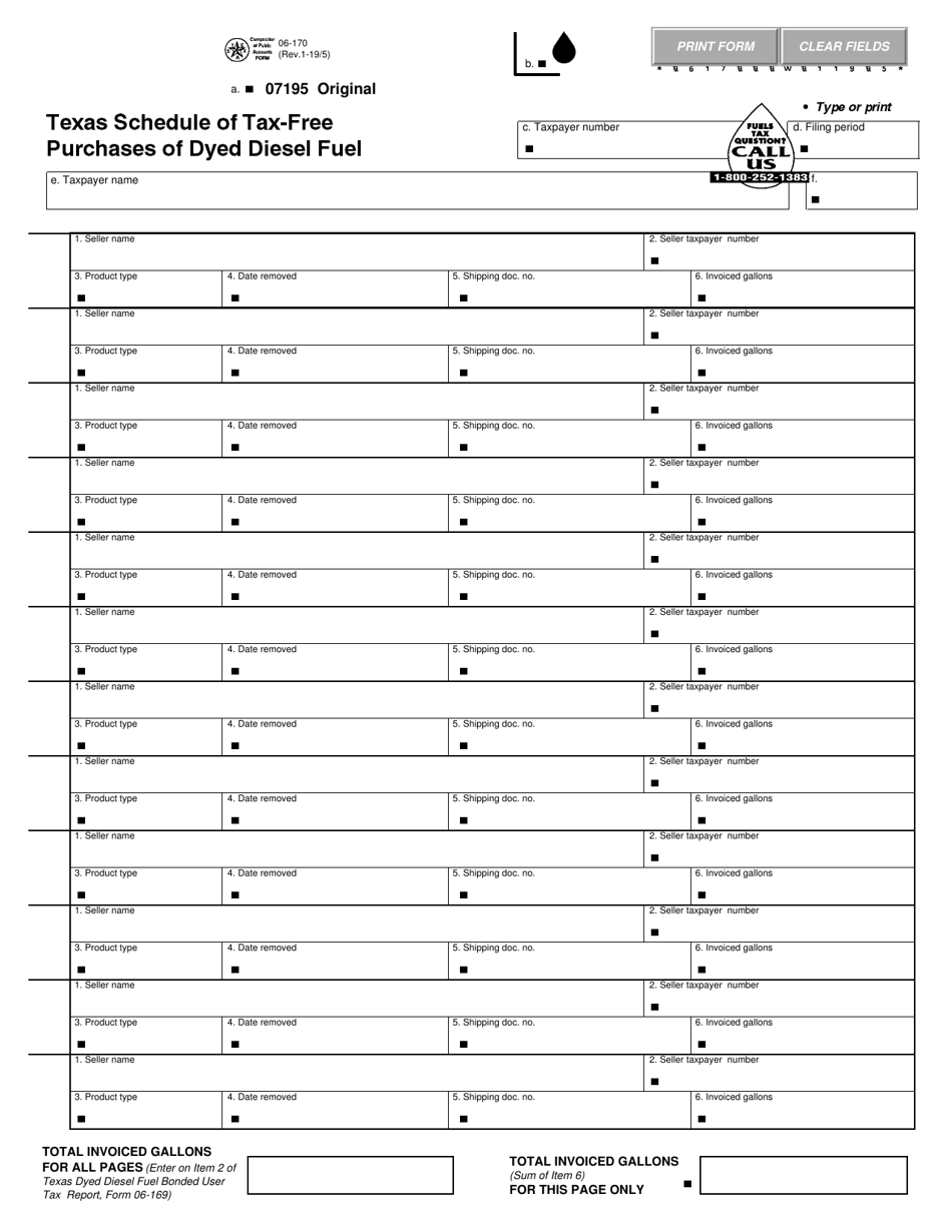 Form 06-170 - Fill Out, Sign Online and Download Fillable PDF, Texas ...