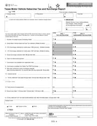 Form 14-115 Texas Motor Vehicle Sales/Use Tax and Surcharge Report - Texas
