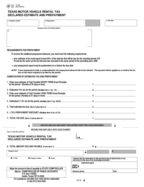 Form 14-105  Printable Pdf