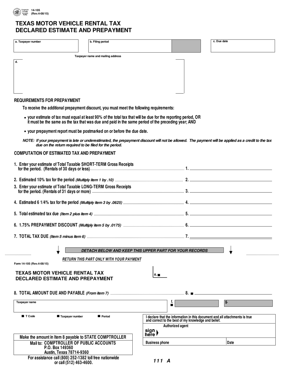 Form 14105 Fill Out, Sign Online and Download Fillable PDF, Texas