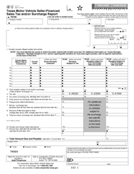 Document preview: Form 14-117 Texas Motor Vehicle Seller-Financed Sales Tax and/or Surcharge Report - Texas