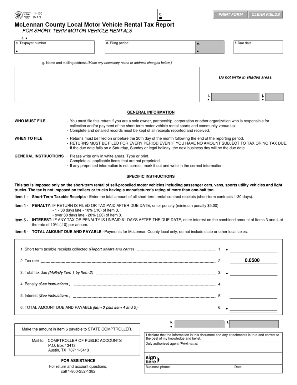 Form 14130 Fill Out, Sign Online and Download Fillable PDF, McLennan