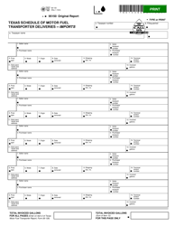 Document preview: Form 06-133 Texas Schedule of Motor Fuel Transporter Deliveries - Imports - Texas