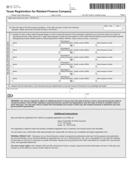 Form AP-222 Texas Registration for Motor Vehicle Related Finance Company - Texas, Page 3