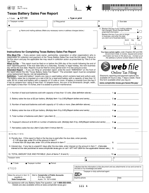 Form 66-102  Printable Pdf