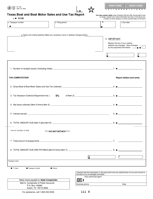 Form 57-100  Printable Pdf