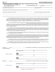 Document preview: Form 42-102 Continuous Bond of Seller (Sexually Oriented Business Fee) - Texas