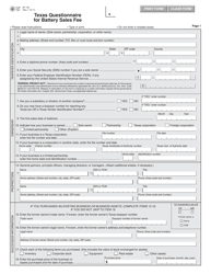 Document preview: Form AP-160 Texas Questionnaire for Battery Sales Fee - Texas