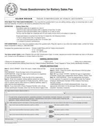 Form AP-160 Texas Questionnaire for Battery Sales Fee - Texas, Page 2