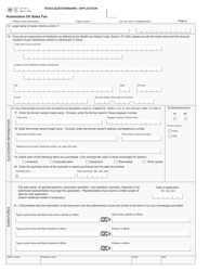 Form AP-161 Texas Questionnaire/Application for Automotive Oil Sales Fee - Texas, Page 3