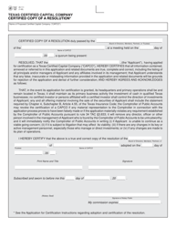Document preview: Form 25-111 Texas Certified Capital Company Certified Copy of a Resolution - Texas