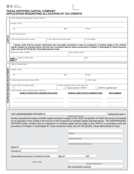 Document preview: Form AP-214 Texas Certified Capital Company Application Requesting Allocation of Tax Credits - Texas