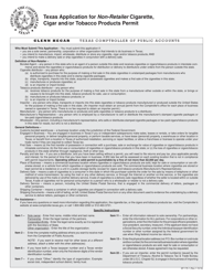Document preview: Form AP-175 Texas Application for Non-retailer Cigarette, Cigar and/or Tobacco Products Permit - Texas