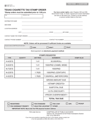 Document preview: Form 69-304 Texas Cigarette Tax Stamp Order - Texas
