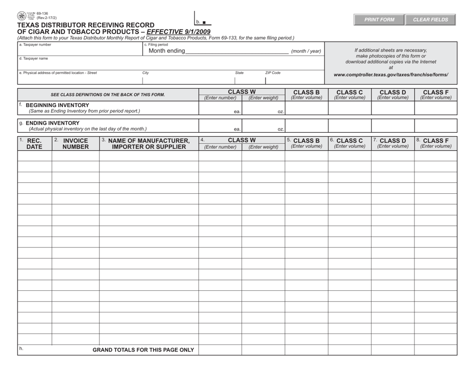 Form 69136 Fill Out, Sign Online and Download Fillable PDF, Texas