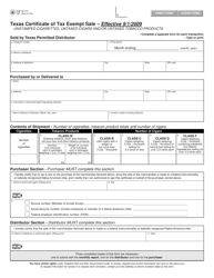 Form 69-315 Texas Certificate of Tax Exempt Sale - Texas