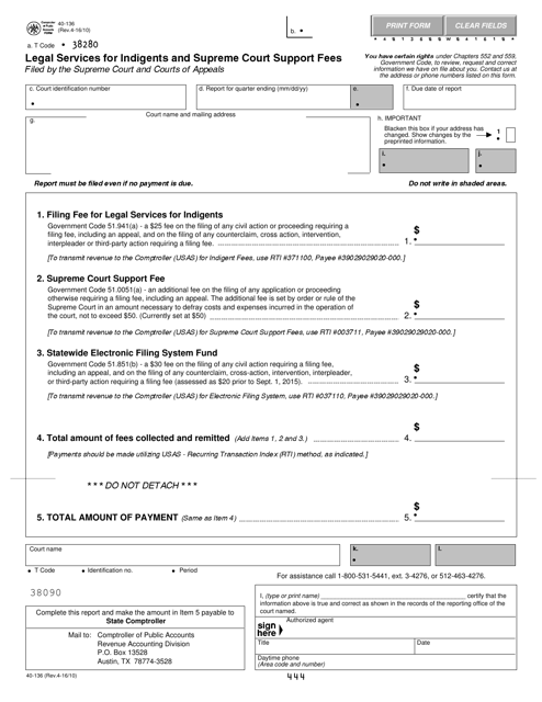 Form 40-136  Printable Pdf