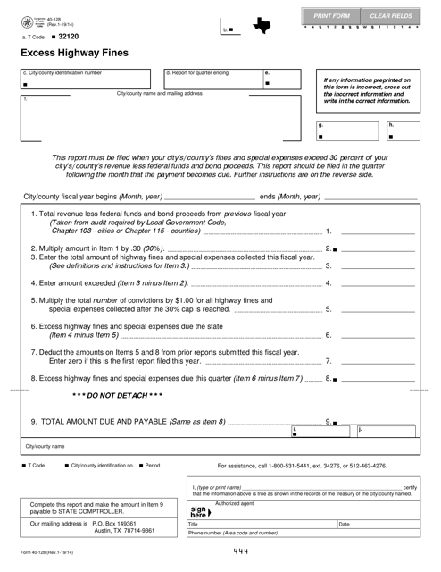 Form 40-128  Printable Pdf