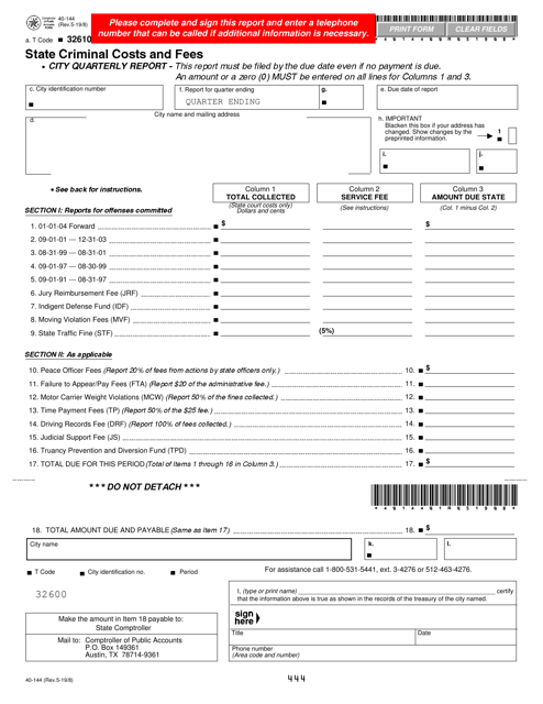 Form 40-144  Printable Pdf
