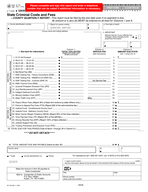 Form 40-145  Printable Pdf