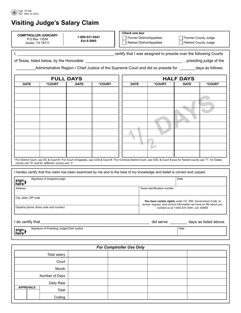 Form 73-325  Printable Pdf
