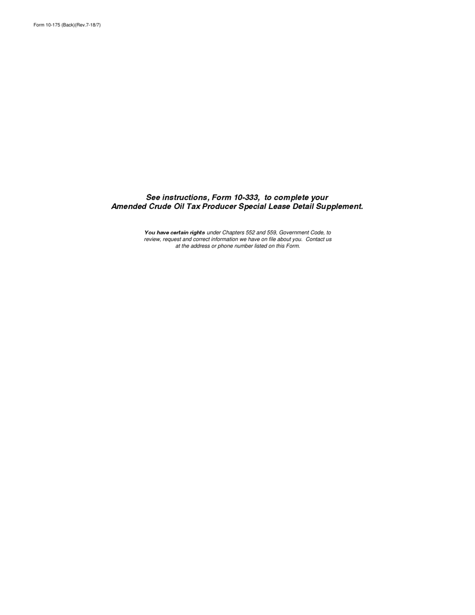Form 10-175 Texas Crude Oil Tax Amended Producer Special Lease Detail Supplement - Texas, Page 2