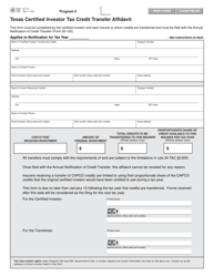 Form 25-121 Texas Certified Investor Tax Credit Transfer Affidavit - Program Ii - Texas