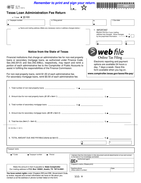 Form 35-100  Printable Pdf