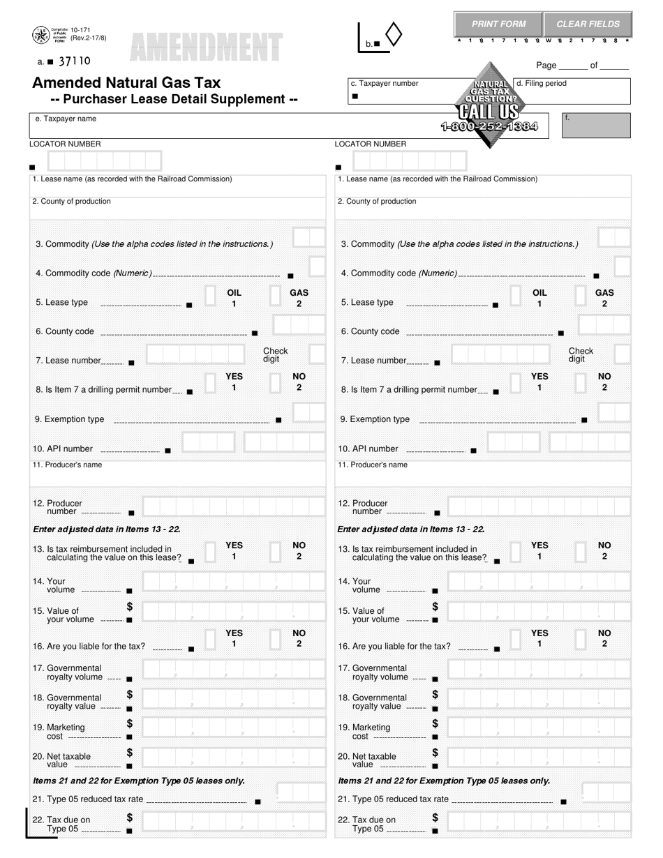Form 10-167 Texas Amended Purchaser Report of Natural Gas Tax - Texas, Page 3