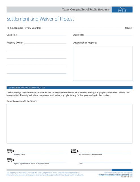 Form 50-218  Printable Pdf
