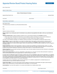 Document preview: Form 50-216 Appraisal Review Board Protest Hearing Notice - Texas