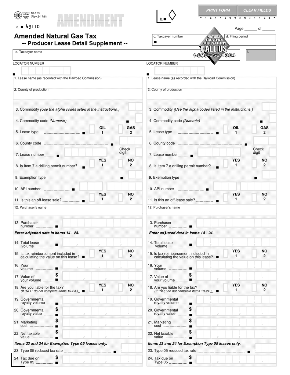 Form 10-173 - Fill Out, Sign Online and Download Fillable PDF, Texas ...