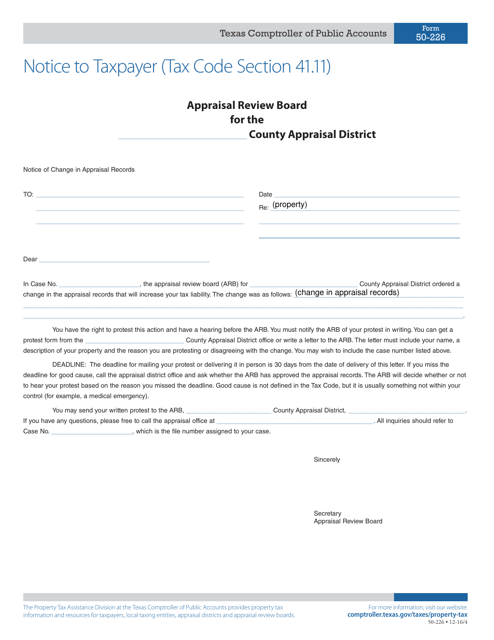 Form 50-226  Printable Pdf