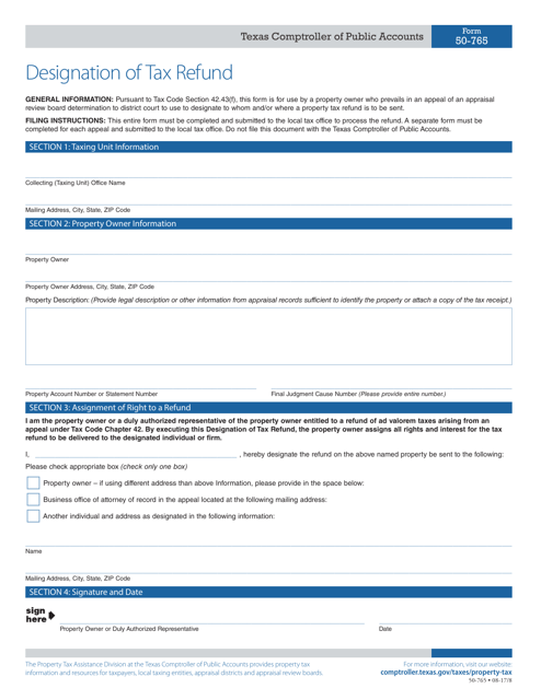 Form 50-765  Printable Pdf