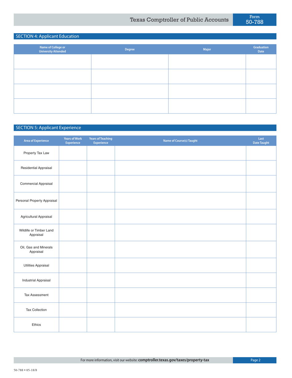 Form 50-788 Application for Educational Course Instructor - Texas, Page 2