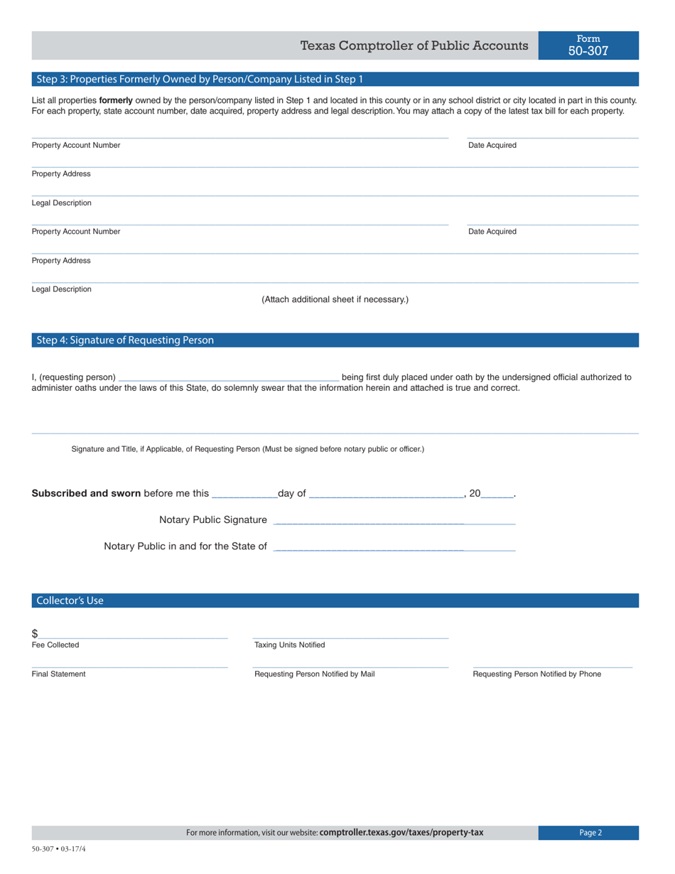 Form 50-307 - Fill Out, Sign Online and Download Fillable PDF, Texas ...