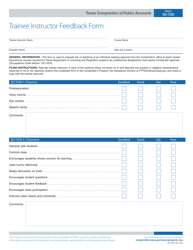 Document preview: Form 50-798 Trainee Instructor Feedback Form - Texas