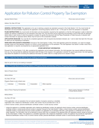 Document preview: Form 50-248 Application for Pollution Control Property Tax Exemption - Texas