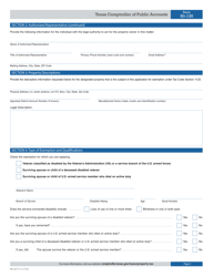 Form 50-135 Application for Disabled Veteran's or Survivor's Exemption - Texas, Page 2