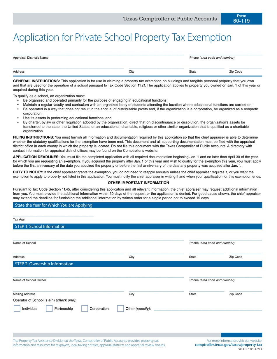 Form 50119 Download Fillable PDF or Fill Online Application for