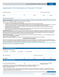 Form 50-758 Application for Exemption of Goods-In-transit - Texas