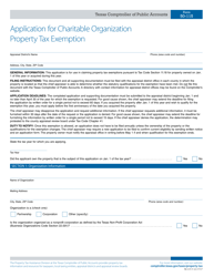 Document preview: Form 50-115 Application for Charitable Organization Property Tax Exemption - Texas