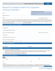 Document preview: Form 50-173 Request for Separate Taxation for Cooperative Housing Corporation - Texas