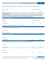 Document preview: Form 50-171 Request for Separate Taxation of an Undivided Interest - Texas