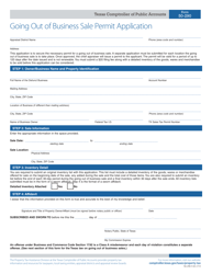 Document preview: Form 50-290 Going out of Business Sale Permit Application - Texas