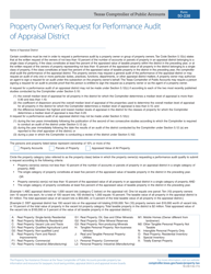 Document preview: Form 50-238 Property Owner's Request for Performance Audit of Appraisal District - Texas
