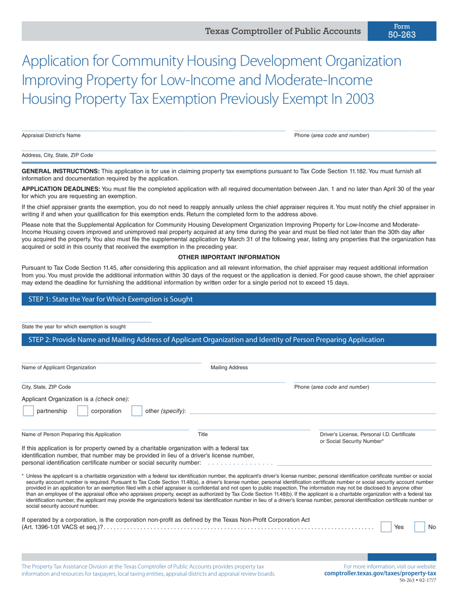Form 50263 Fill Out, Sign Online and Download Fillable PDF, Texas